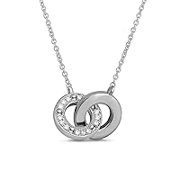 NATALIA DRAKE 1/4 Cttw Diamond Interlocking Double Circle Necklace for Women in Rhodium Plated Brass 18 Inch Chain Color I-J/Clarity I2-I3
