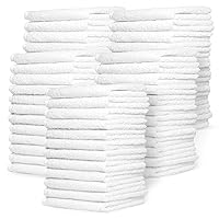 Zeppoli Wash Cloth Towels by Royal, 60-Pack, 100% Natural Cotton, 12 x 12, Soft and Absorbent, Machine Washable, White (60-Pack)