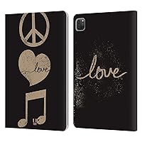 Head Case Designs Peace and Love All About Music Leather Book Wallet Case Cover Compatible with Apple iPad Pro 11 2020/2021 / 2022
