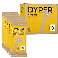 DYPER Size 3 Viscose from Bamboo Baby Diapers and 60 Pack Travel Baby Wipes