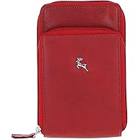 Ashwood Women's Genuine Leather Mobile Phone Crossbody Bag - Red - PH-2