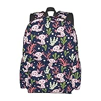 Axolotl Backpack Adjustable Strap Shoulder Bag Laptop Backpack Casual Daypack School Bag for Student Boy Girl