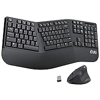 Ergonomic Wireless Keyboard and Mouse - UHURU UEKM-20 Wireless Ergo Keyboard and Mouse Combo with Split Design, Palm Rest, Natural Typing, Compatible with Windows Mac