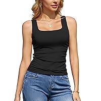 V FOR CITY Women's Tank Top with Built in Bras Adjustable Wide Strap Padded Camisole Summer Cami Shirts