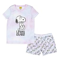 INTIMO Peanuts Girls' I Woke Up This Cute Snoopy Tie-Dye Sleep Pajama Set Shorts