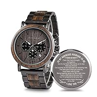 2win Engraved Wooden Watch for Boyfriend My Man Fiancé Husband Customized Personalized Wood Watches for Men Birthday Anniversary Personalized Watch