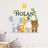 Personalized Name Jungle Animals Vinyl Wall Decor I Nursery Wall Decal for Baby Boy & Girl Decoration I Stickers for Kids I Multiple Options for Customization Wide 22