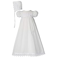 100% Cotton Handmade Girls Christening Special Occasion Dress with Italian Lace