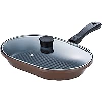 Wahei Freiz MM-9542 Frying Pan, Grill Pan, Easy Fish Baked Pan, Marone Chef, 8.7 x 12.6 inches (22 x 32 cm), Induction Compatible, With Lid