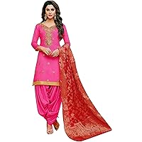 Patiyala Style Indian Pakistani Salwar Kameez Banarasi Silk With Gotta Work Ready To Wear