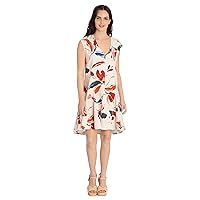 Maggy London Women's Floral Printed V-Neck Dress with Godets