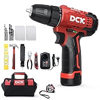 DCK Cordless Screwdriver, 12 V Brushless Drill with 2.0 Ah Battery and 3.0 A Charger, 10 mm Drill Chuck, 2 Variable Speeds, 20+1 Coupling, Cordless Screwdriver for Wood, Ceramic, Metal (KDJZ23-10)