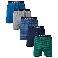 Hanes Men's 5-Pack Ultimate Dyed Exposed Knit Boxer with ComfortFlex Waistband-Assorted Colors
