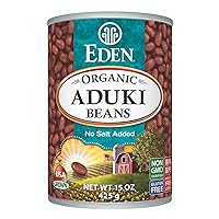 Eden Organic Aduki Red Beans, 15 oz Can, (Azuki, Adzuki), Vegan, Non-Fat, No Salt Added