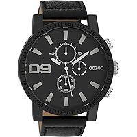Oozoo XXL Men's Watch with Chrono Look Dial and Leather Strap 50 mm