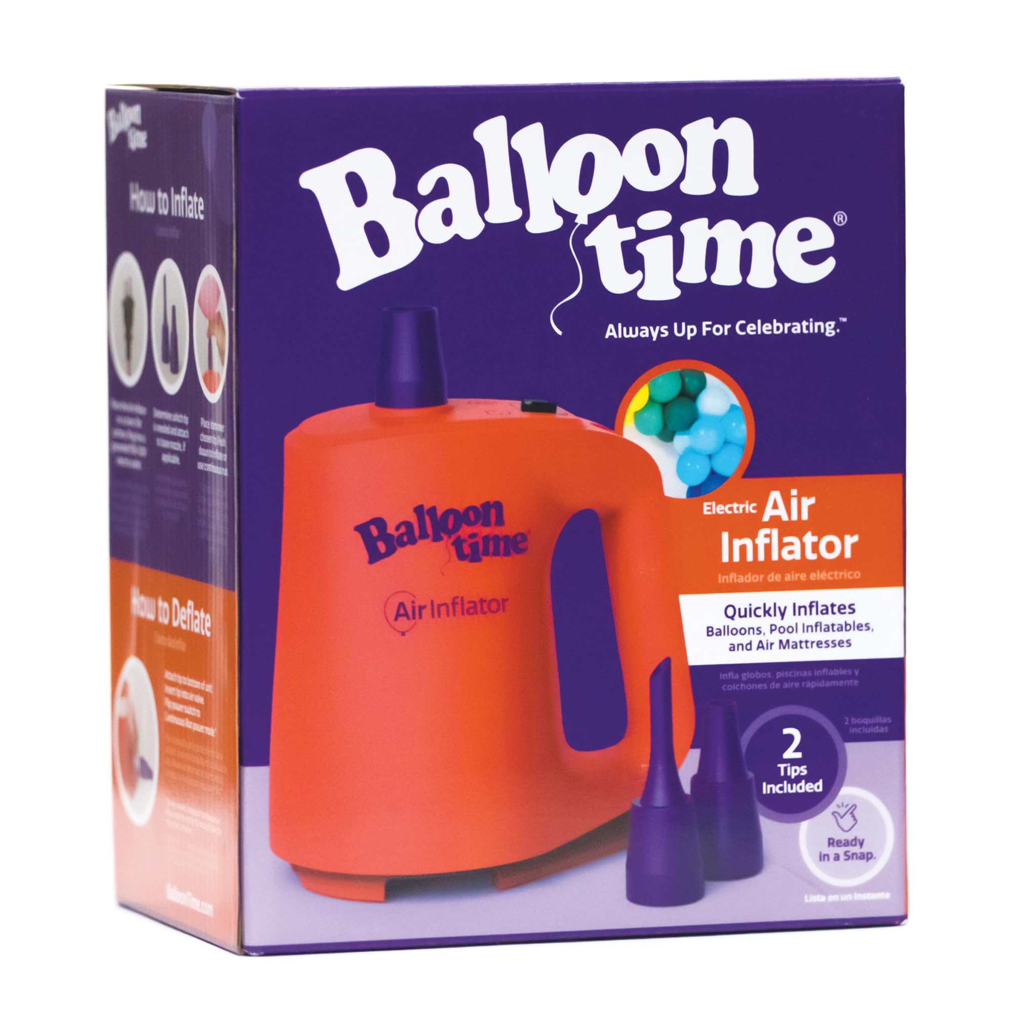 Balloon Time Electric Air Inflator and Deflator - Powerful Portable Electric Air Pump for Balloons, Balloon Arch, Party Decorations, Inflatables, and Air Mattresses