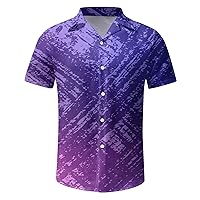 Men's Short Sleeve Button Down Vintage Bowling Shirts Hawaiian Casual Printed Beach Shirt Summer Regular Top