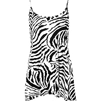 Women's New Strappy Zebra Animal Print Camisole Swing Vest Top
