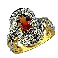 Carillon Medira Citrine Oval Shape 1.39 Carat Natural Earth Mined Gemstone 925 Sterling Silver Ring Unique Jewelry (Yellow Gold Plated) for Women & Men