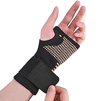 Copper Wrist Compression Sleeves, Wrist Brace Support With Strap for Arthritis, Tendonitis, Sprains,Workout - Comfortable and Breathable-1pack