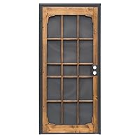 Prime-Line 3809BZ3068-I-WF Woodguard Steel Security Door – Traditional Screen Door Style with the Strength of a Steel Security Door – Steel and Wood Construction, Non-Handed, Bronze (Single Pack)