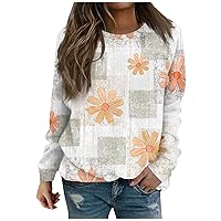 Sweatshirt For Women Casual Long Sleeve Oversized Shirts Cute Flower Print Fashion Tops Teen Girl Clothes Trendy