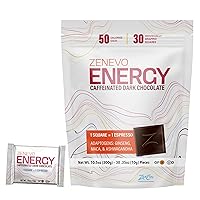 Energy - Dark Chocolate with Caffeine, Ginseng, Ashwagandha, and Maca, Easter Candy - Provides Energy/Antioxidant Boost - 30 Ct