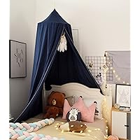 Bed Canopy Crib Tent Cover for Kids, Round Dome Crib Netting Mosquito Net Crib Canopy Bed Curtain for Play Room Baby Crib Girls Bed Indoor Outdoor Princess Castle Hanging House Decoration (Dark Blue)
