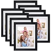 Giftgarden 8x10 Picture Frame Black Set of 8, 9x12 Frames Matted to Display 8 x 10' Photo with Mat for Wall or Tabletop