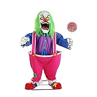 Fun Costumes 4Ft Crazy Killer Clown Animatronic Decoration, Scary Creepy Lollipop Light-Up Eyes And Sound Making Decor
