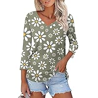 Country Concert Outfits for Women, Business Casual Floral Tshirts Women's 3/4 Sleeve T-Shirts Shirt, S, 3XL