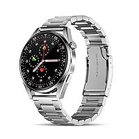 High End Men Business Smart Watch, 1.28 Inch Full Touch Screen Smartwatch Fitness Tracker ,Sport Fitness Watch for Android iOS Phone (Silver)
