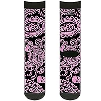 Buckle-Down Unisex-Adult's Socks Bandana/Skulls Black/Pink Crew, Multicolor
