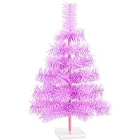 Lavender Christmas Tree Tinsel Tabletop Artificial Brush Indoor Outdoor Base Stand Included (18in)