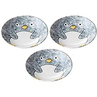Set of 3 Zu Penguin Flat 5.1 inches (13 cm) Plate, 5.0 x 1.0 inches (12.9 x 2.5 cm), Small