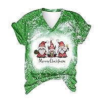 Baby It's Cold Outside Tshirt Women Christmas Snowman Bleached Shirts Casual V Neck Short Sleeve Letter Print Tee Tops