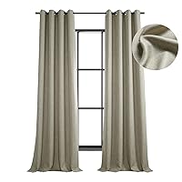 Grommet Linen Curtains 108 Inches Long Room Darkening Curtains for Bedroom & Living Room (1 Panel), 50W x 108L, Oatmeal