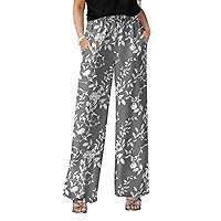 Women's Straight Leg Pocketed Pants Grey and White