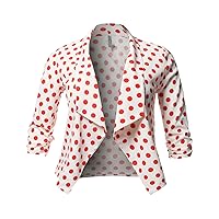 Women's Plus Size Floral Printed 3/4 Shirring Sleeve Blazer Made in USA [1XL-3XL]