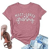 Grandma Shirt Women Most Loved Grammy Shirts Funny Letters Printed Tees Grandmother Short Sleeve Tee Tops
