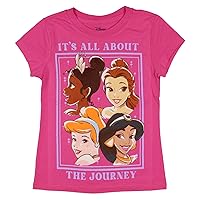 Disney Princess Girls' It's All About The Journey Tiana Jasmine Belle and Cinderella Kids T-Shirt