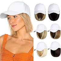 Baseball Cap with Hair Extensions Hat Wig Adjustable Hat Attached Short Straight 14