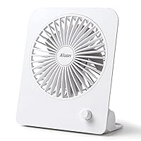 Aluan Desk Fan Small Quiet Portable Desktop Fan 4800mAh Rechargeable Battery Operated 180° Foldable Stand Personal Table Fan Strong Wind Stepless Speed Cooling USB Fan for Home Office Travel, White