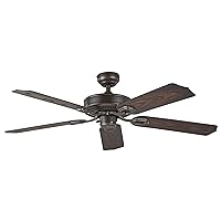 Amazon Basics 52-Inch Indoor Outdoor Ceiling Fan, Five Dark Walnut Blades, Oil-Rubbed Bronze Finish