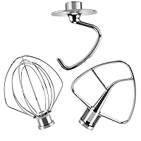 Stainless Steel Kitchen Mixer Aid Accessories-Kitchen-aid Attachments K45DH Coated Dough Hook&Kitchen-aid K45b Coated Flat Beater&K45WW Wire Whip Compatible for 4.5 QT Tilt-Head Stand Mixer-by MIFLUS