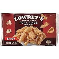 Lowreys Bacon Curls | Microwave Pork Rinds | Hot & Spicy | Four 1.75-oz. Packets