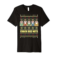 CRACK DEEZ NUTS Funny Nutcracker Ugly Christmas Sweater Meme Premium T-Shirt
