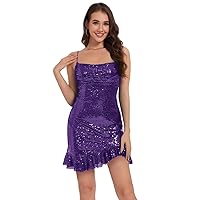 Spaghetti Straps Sequin Homecoming Dresses for Teens 2023 Sparkly Short Cocktail Party Dresses