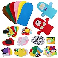 6 Pieces DIY Hand Puppets Making Kit Felt Sock Creative Art Craft Making Your Own Puppets Colorful Pompoms Wiggle Googly Eyes Storytelling Role Play Party Supplies