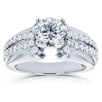 Kobelli Diamond Split Shank Engagement Ring 1 1/2 TCW in 14k White Gold